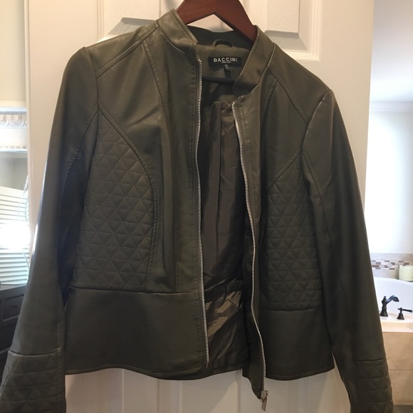 Baccini Jackets & Blazers - Olive Green Faux Leather Jacket